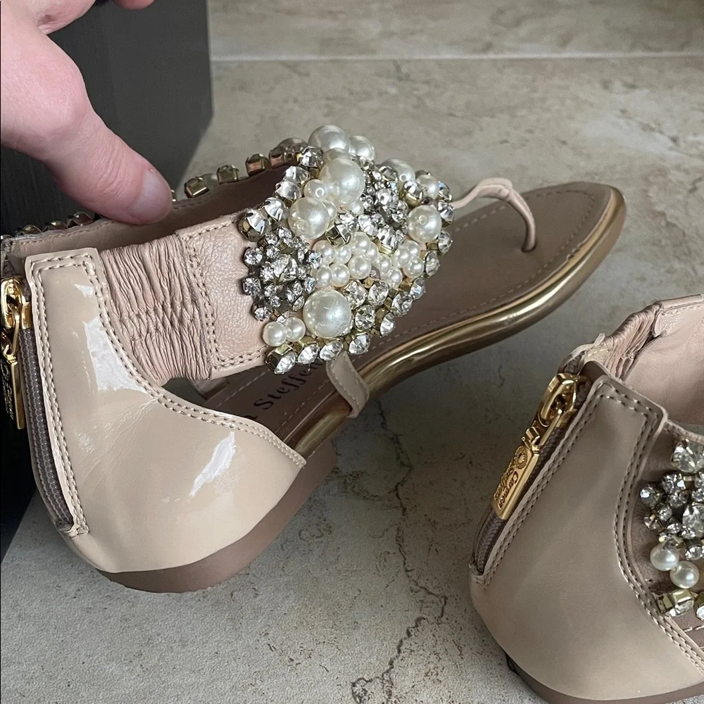 Crystal Pearl Embellished Sandals new in box